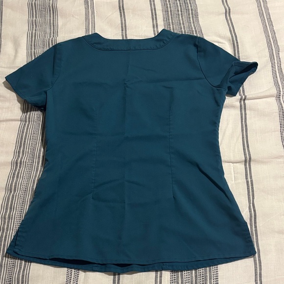 Healing Hands Teal V-Neck Scrub Top - Picture 3 of 4